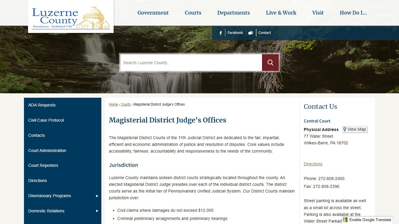 Magisterial District Judge's Offices | Luzerne County, PA